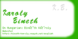 karoly bineth business card